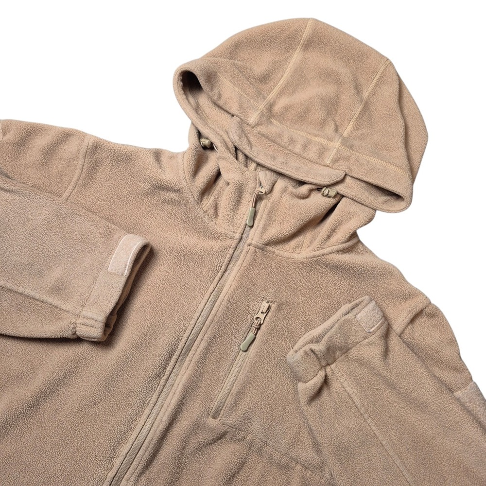 BAERSkin Men's L Tactical Fleece Jacket Tan Full Zip Hooded Outdoor